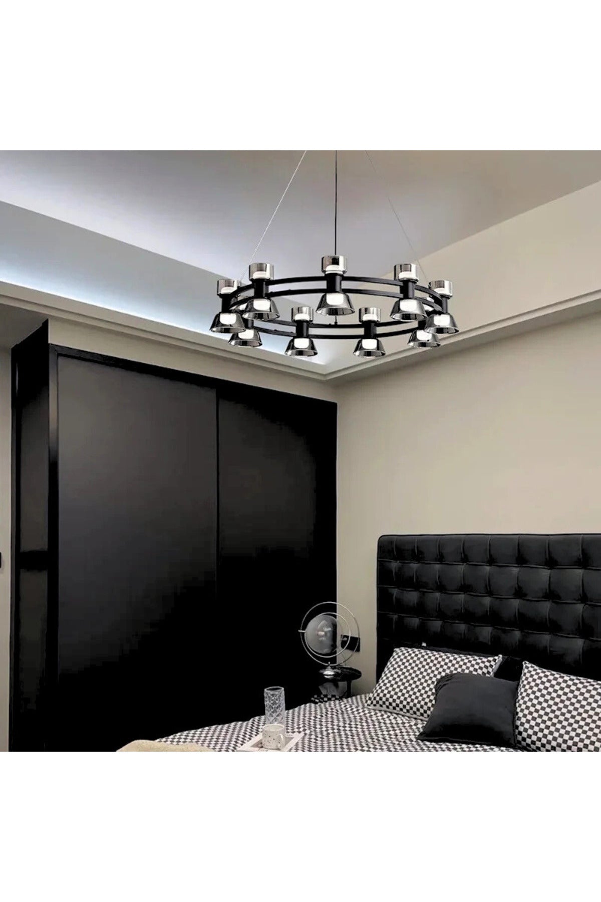 Plafonieră LED rotundă neagră, 54 W, lumină neutră, 63 cm