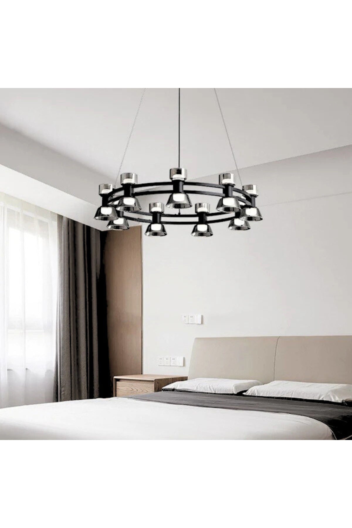 Plafonieră LED rotundă neagră, 54 W, lumină neutră, 63 cm