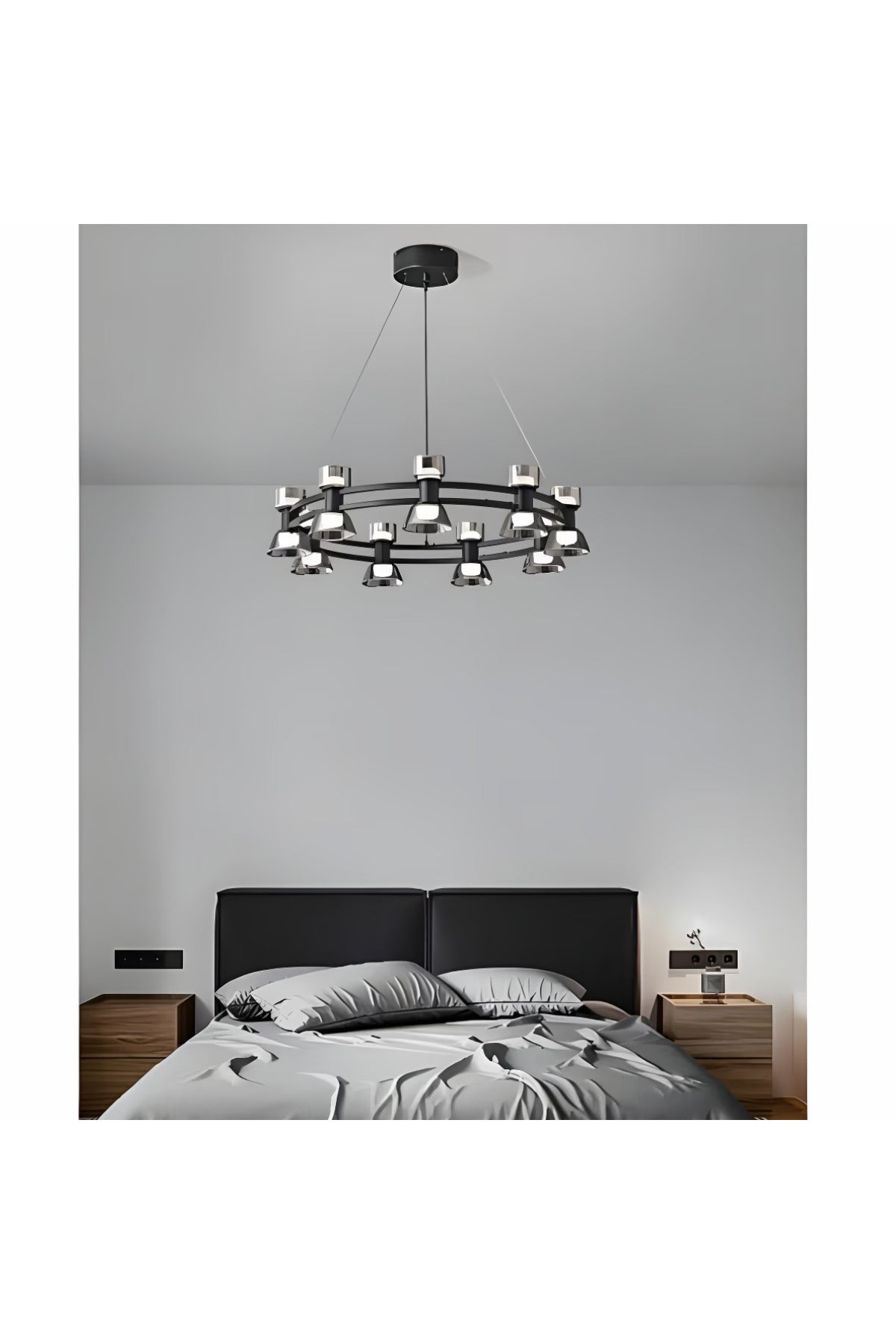 Plafonieră LED rotundă neagră, 54 W, lumină neutră, 63 cm