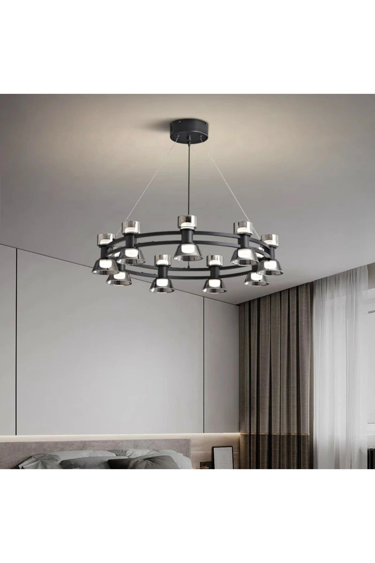 Plafonieră LED rotundă neagră, 54 W, lumină neutră, 63 cm