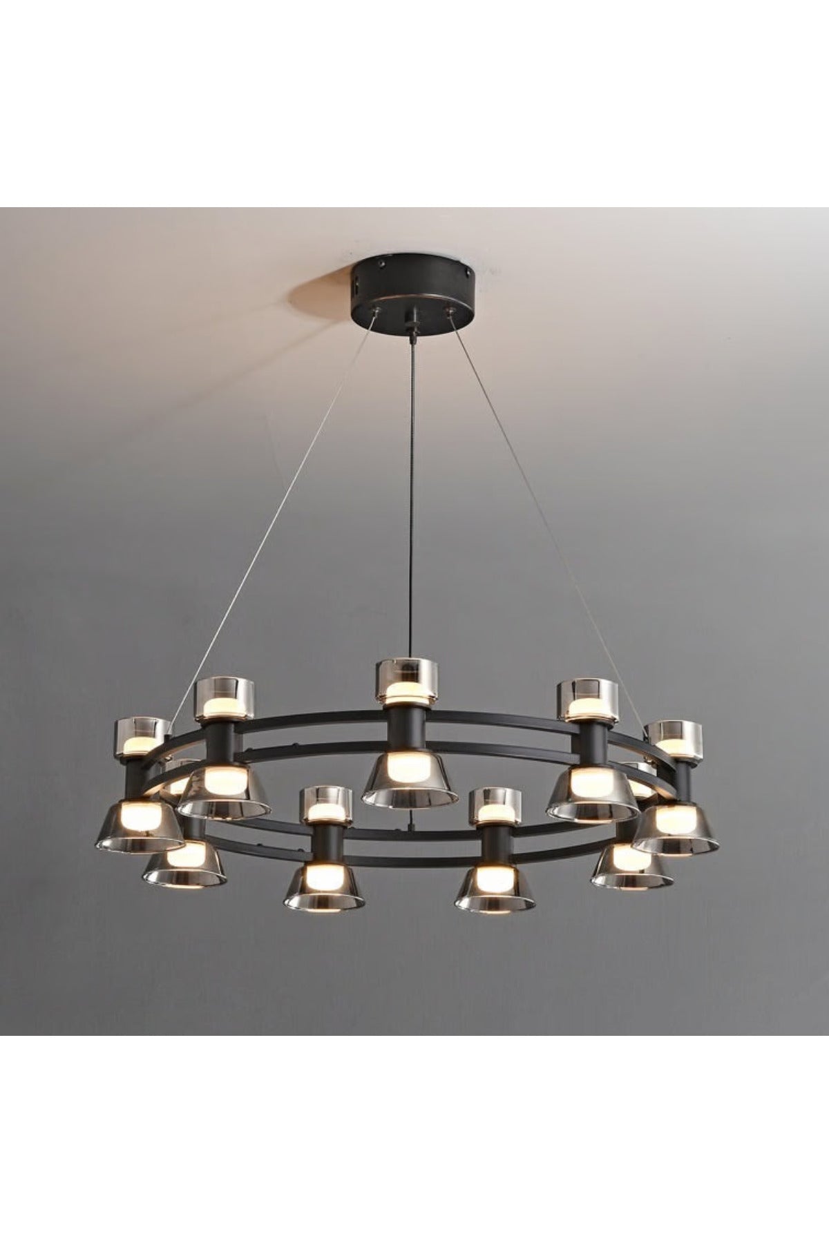 Plafonieră LED rotundă neagră, 54 W, lumină neutră, 63 cm