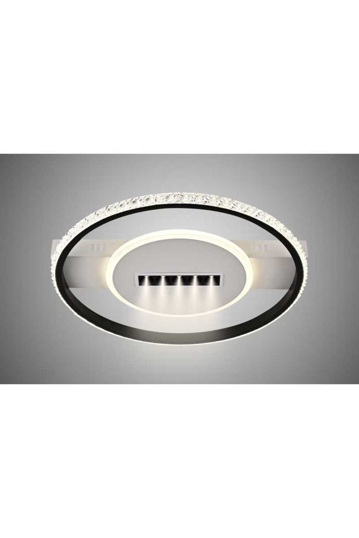 Plafonieră LED neagră 51W, 3 surse, dimabilă, WiFi și telecomandă