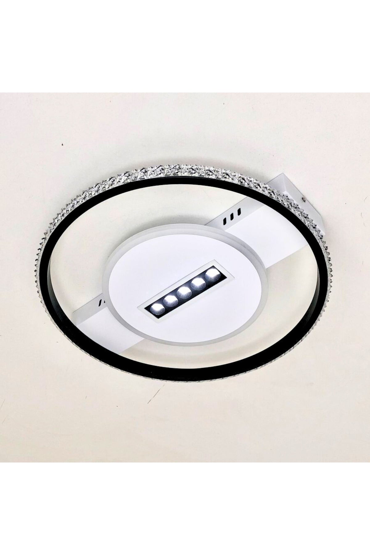 Plafonieră LED neagră 51W, 3 surse, dimabilă, WiFi și telecomandă