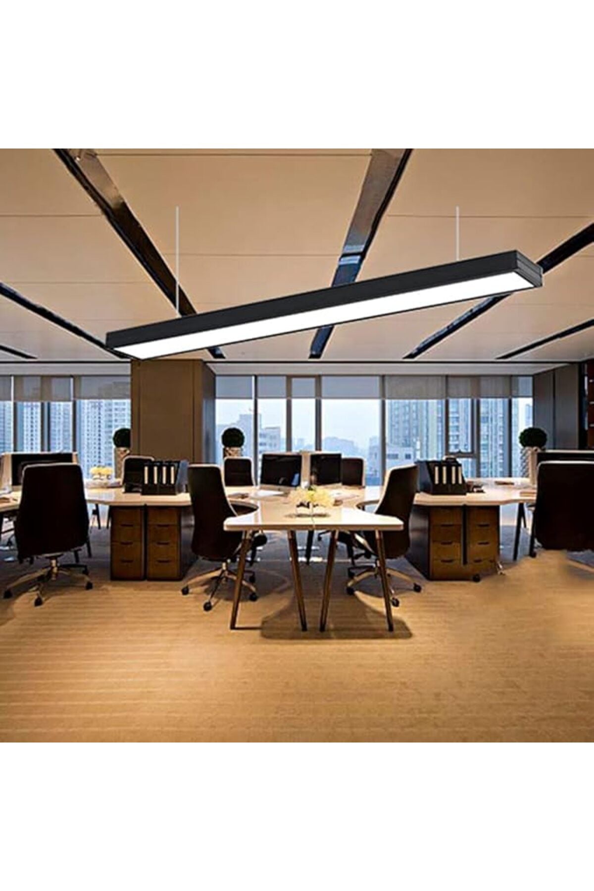 Pendul LED negru, 54 W, 4860 lm, lungime 120 cm
