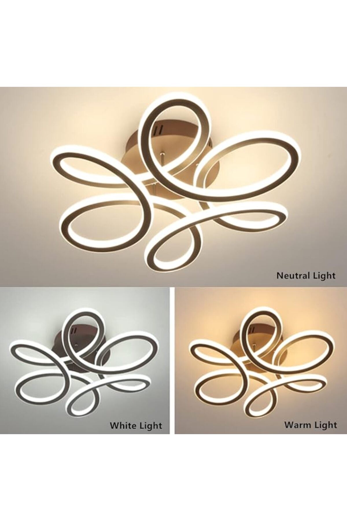 Plafonieră LED 50 cm maro cafea, Wi-Fi, telecomandă, 3 culori de lumină