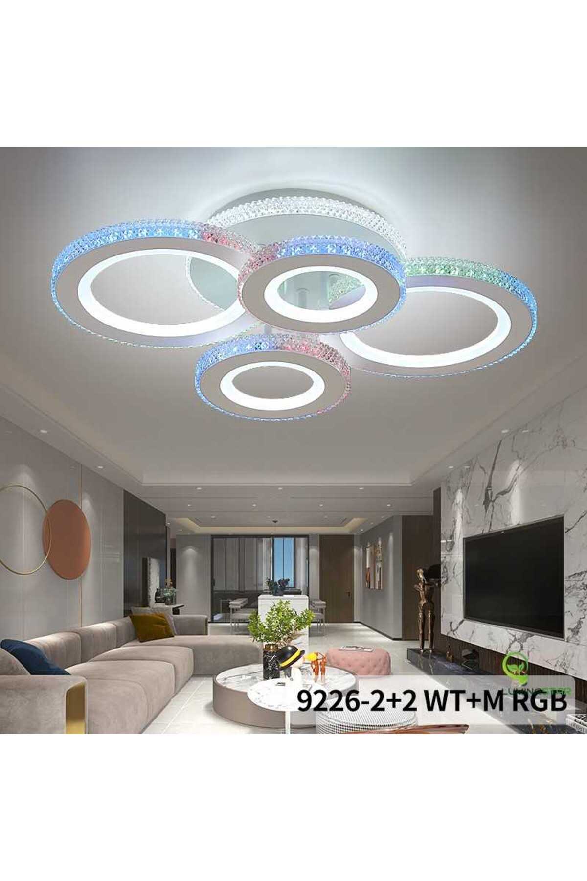 Plafonieră LED RGB cu 4 surse, reglabilă, Wi-Fi și telecomandă