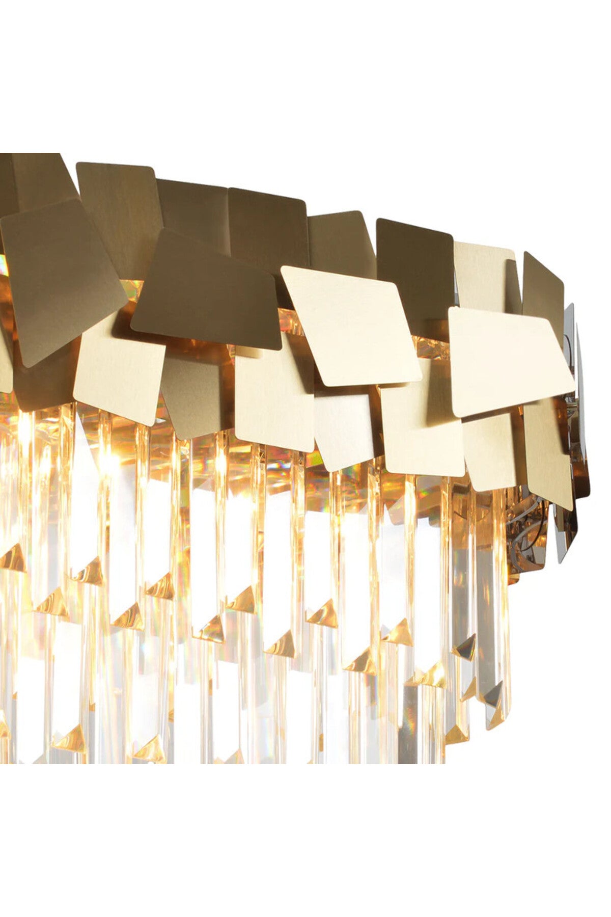 Plafonieră aurie cu cristale, 80 × 30 cm, E14, 3 culori de lumină