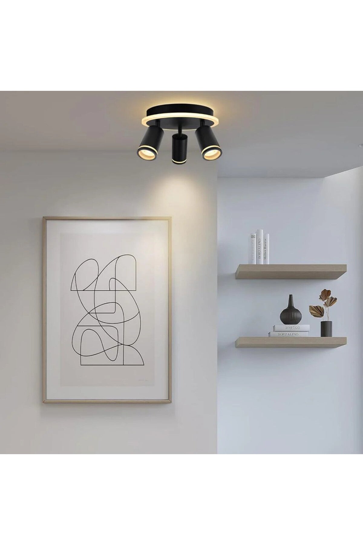 Spot LED încastrat pentru tavan, cu 3 lumini, negru