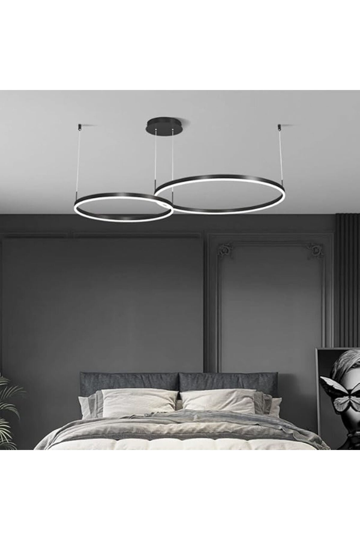 Plafonieră LED aurie, 2 inele 40+60 cm, Wi-Fi, telecomandă, dimabilă