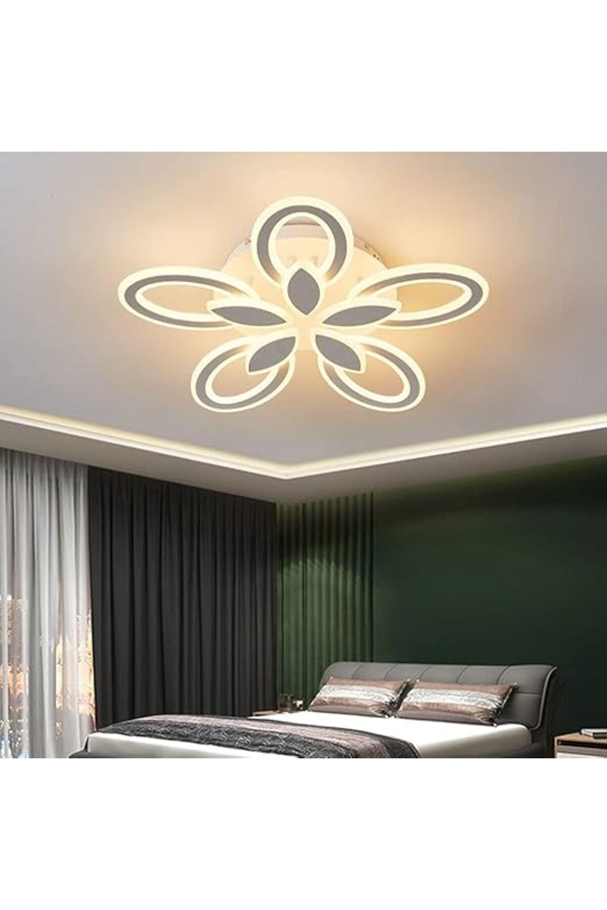 Plafonieră LED neagră, 67 cm, 5 surse, Wi-Fi, dimabilă, 3 culori