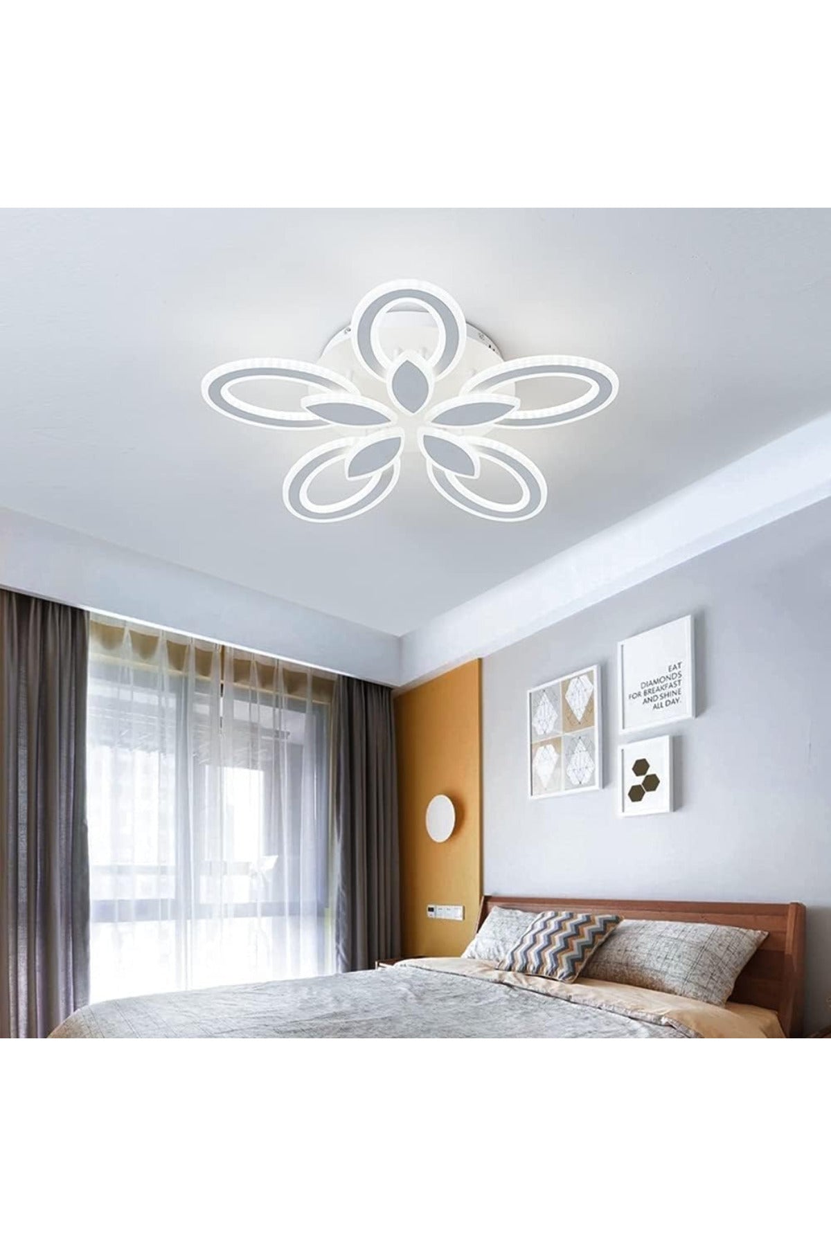 Plafonieră LED neagră, 67 cm, 5 surse, Wi-Fi, dimabilă, 3 culori