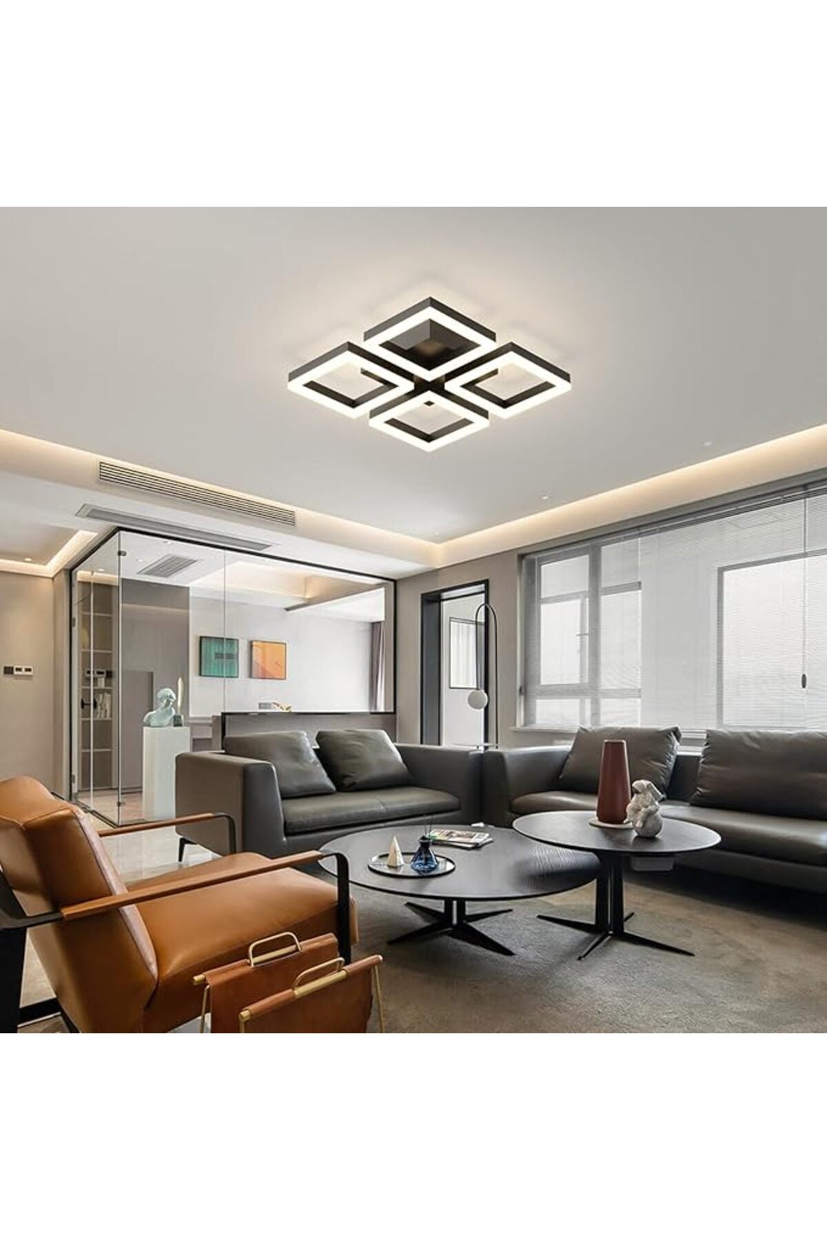 Plafonieră LED pătrată 50 cm, 128 W, WiFi, dimabilă, 3 culori, albă