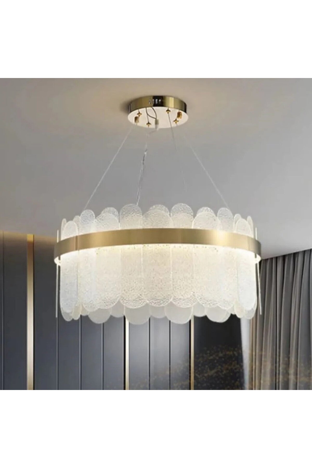 Candelabru LED auriu din cristal, 60 cm, 80 W, 3 culori de lumină