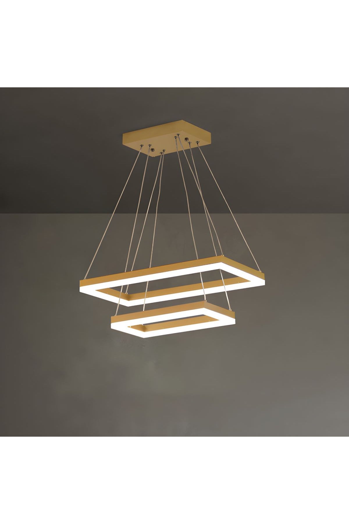 Plafonieră LED pătrată aurie 50+30 cm, Wi-Fi, telecomandă, 3 culori