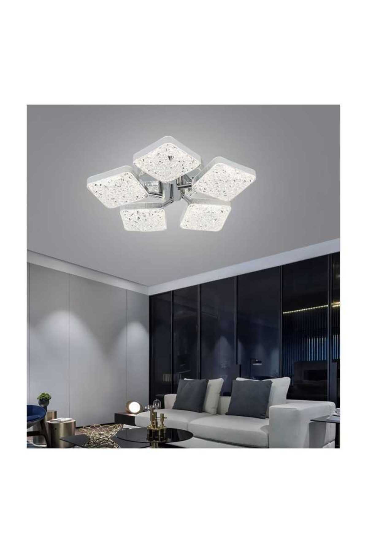 Plafonieră LED 48 cm, 5 surse, dimabilă, Wi-Fi și telecomandă