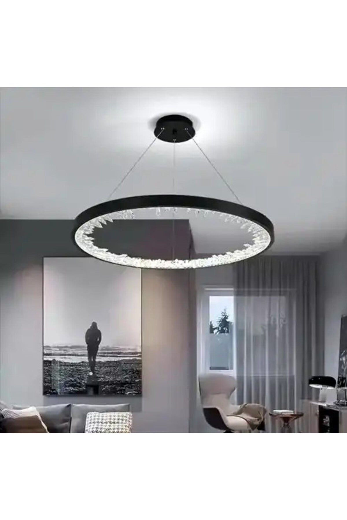 Plafonieră LED neagră, Wi-Fi, telecomandă, dimabilă, 3 culori, Ø40 cm