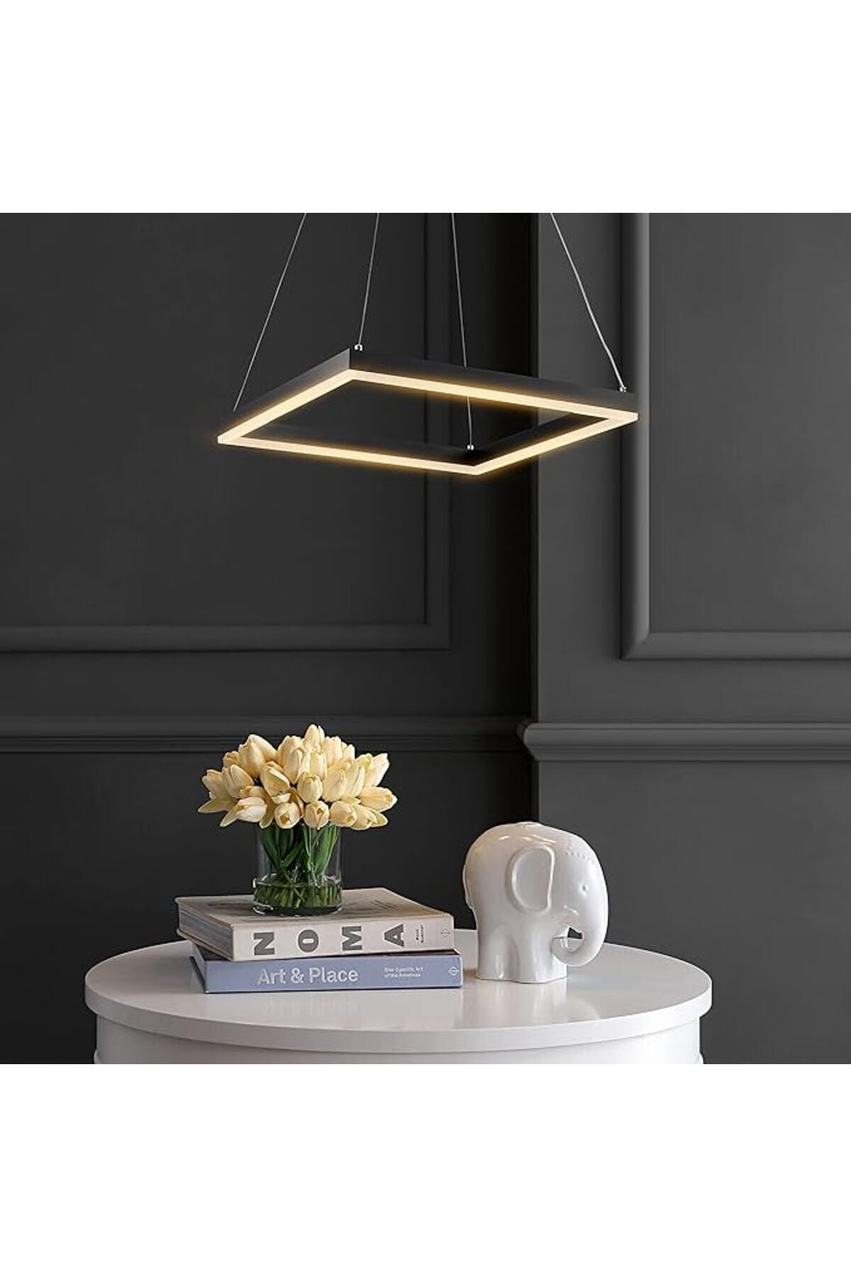 Plafonieră LED pătrată, 45 cm, WiFi, telecomandă, 3 culori, maro cafea