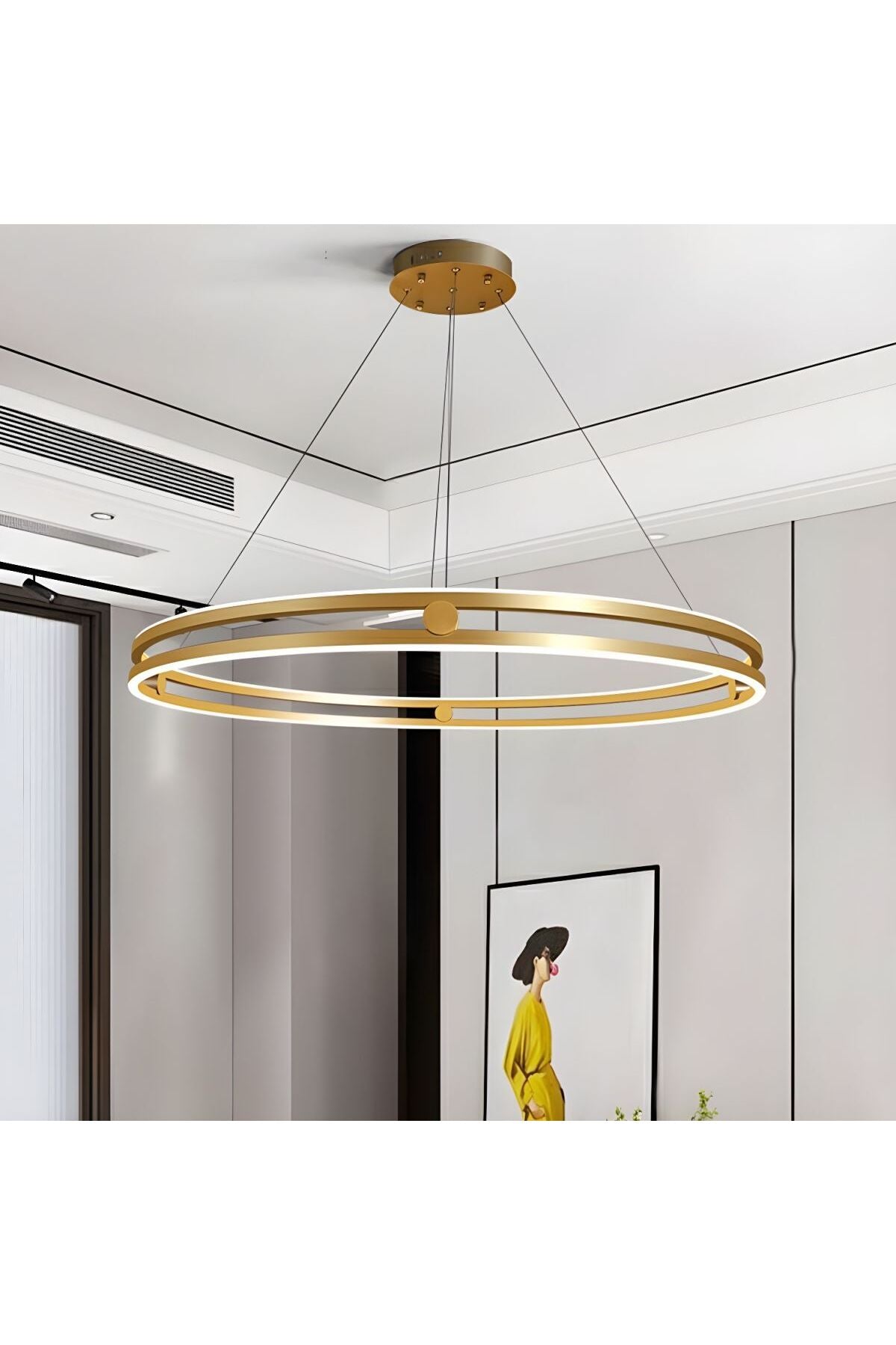 Plafonieră LED aurie, 40 cm, dimabilă, Wi-Fi și telecomandă