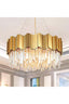 Candelabru auriu din cristal cu lanț, 12 socluri E14