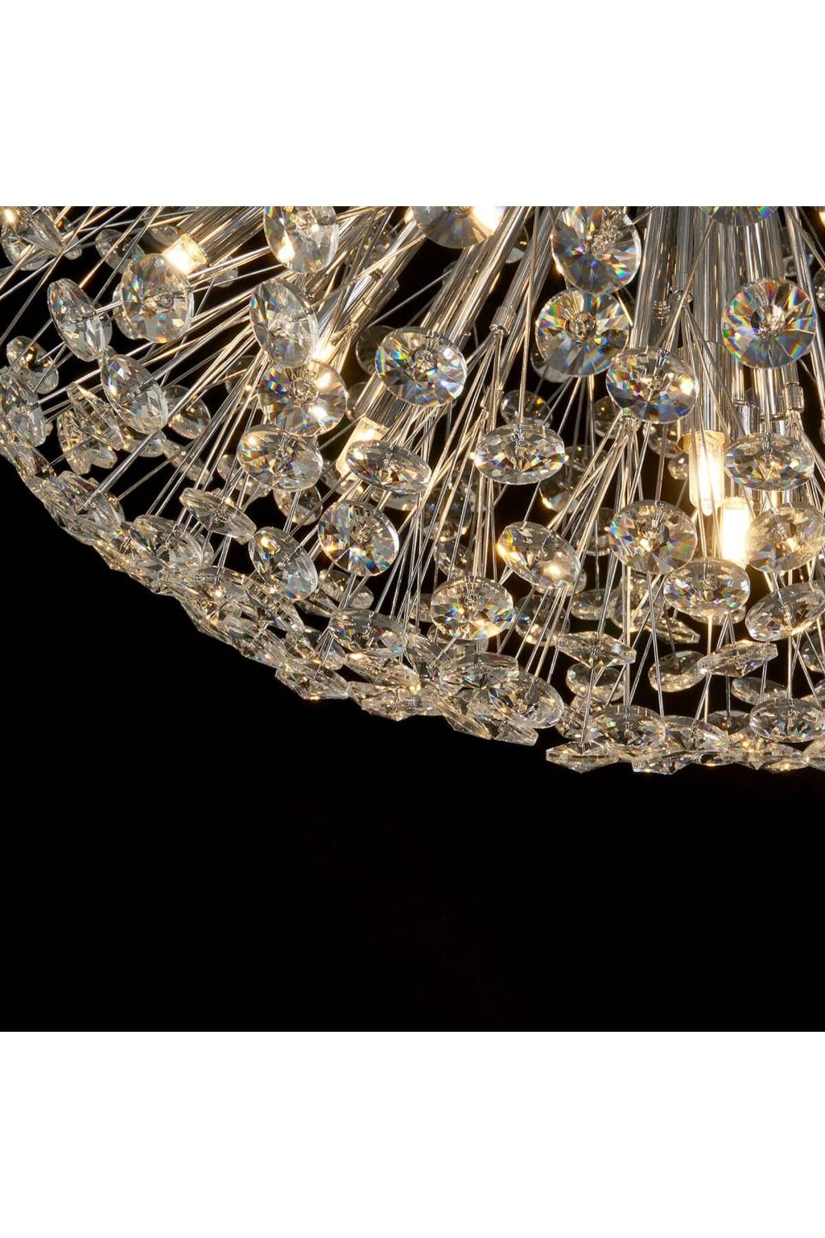 Plafonieră LED nichel cu cristale, Ø35 cm, 24 W, 3000 lm, 3 culori