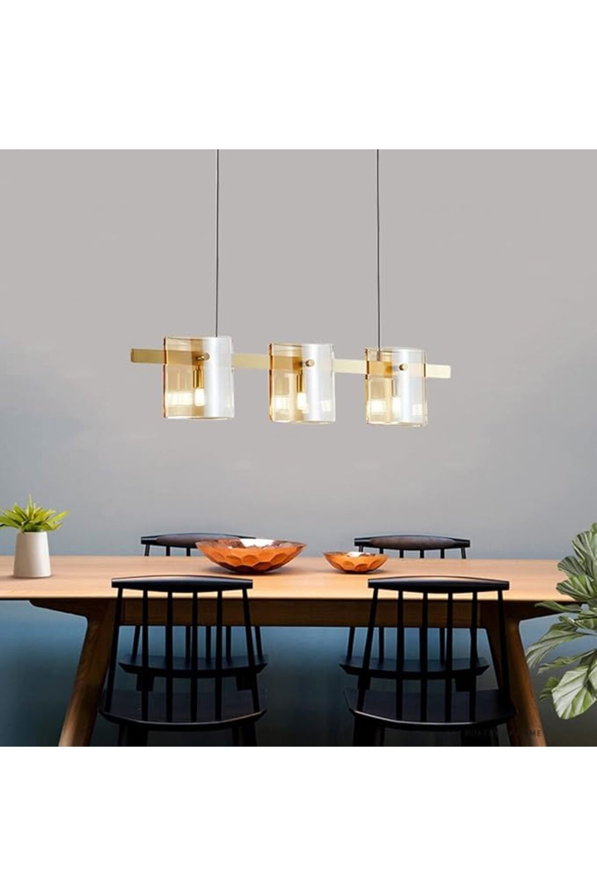 Candelabru modern de plafon, auriu, din sticlă, 3 x G9, Ø 80 cm
