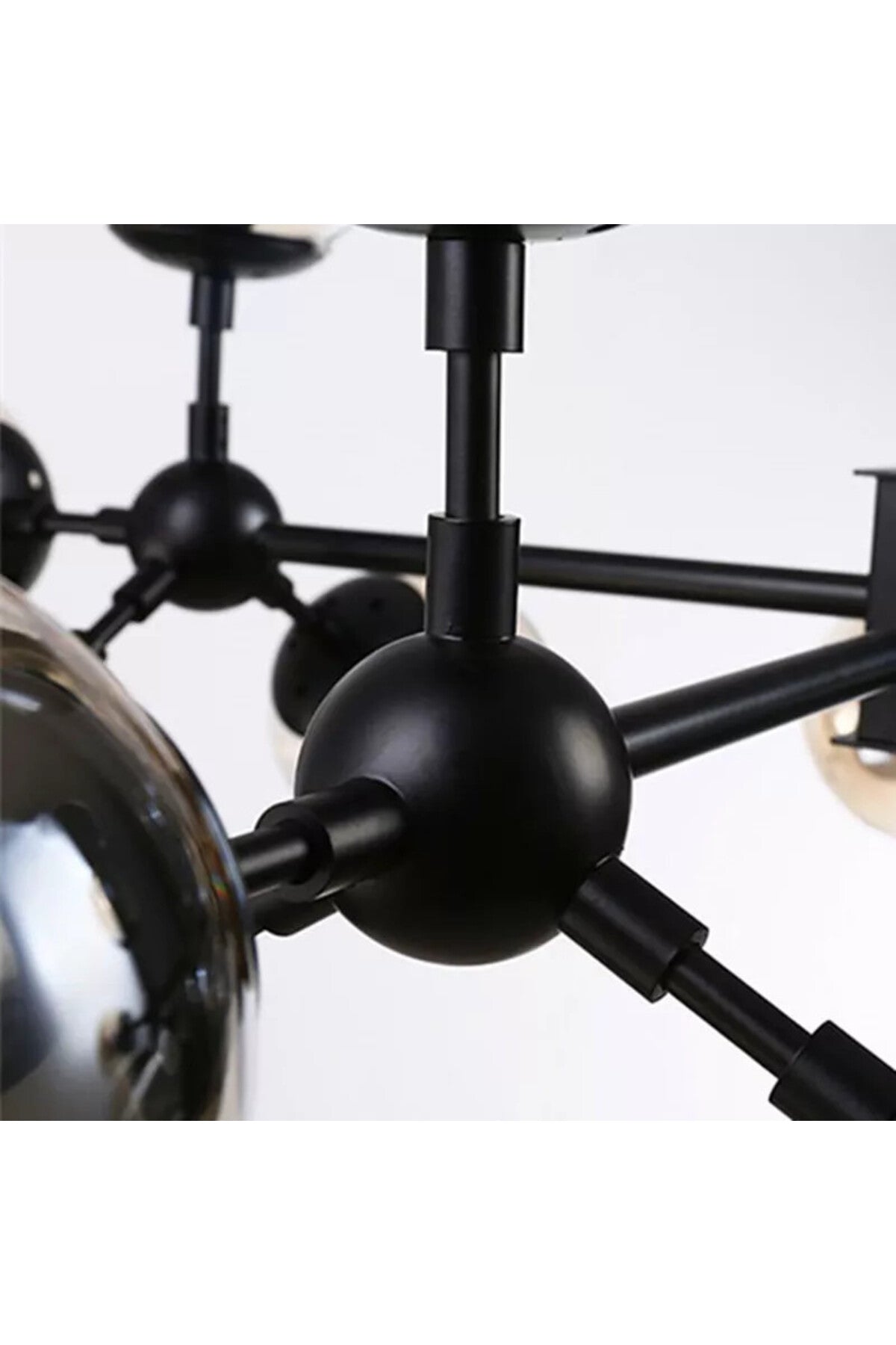 Lustră moleculară cu 12 surse, E27, metal și sticlă, 90 cm