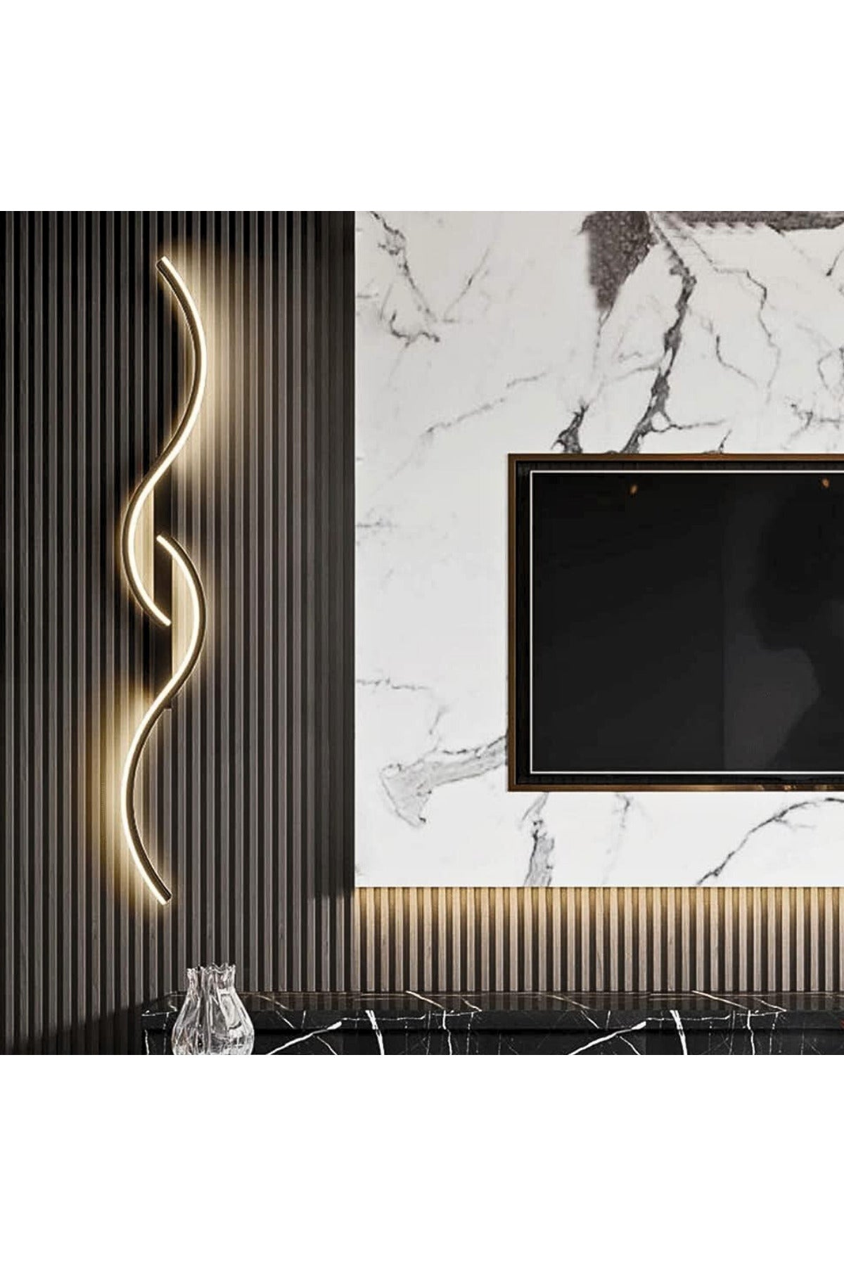 Aplică LED modernă de perete, 80 cm, negru și auriu