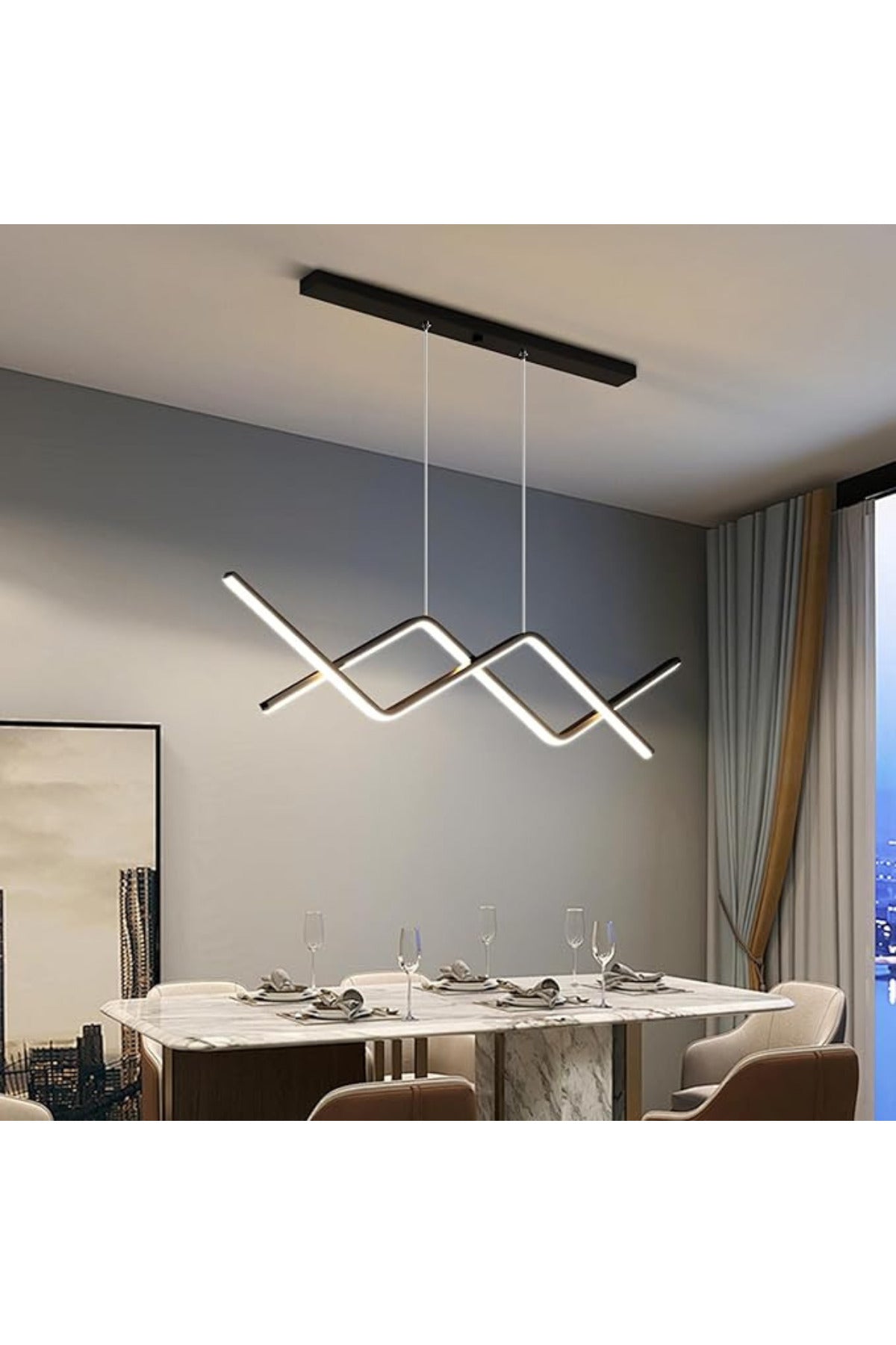 Plafonieră LED neagră, 60 cm, 56 W, reglabilă, Wi-Fi și telecomandă