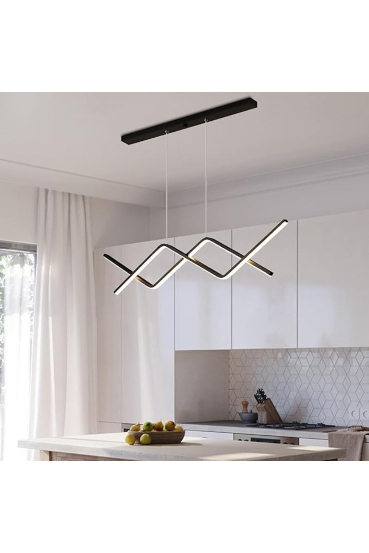 Plafonieră LED neagră, 60 cm, 56 W, reglabilă, Wi-Fi și telecomandă