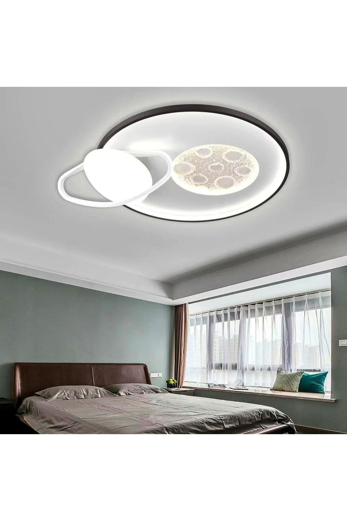 Plafonieră LED Lună Plină, dimabilă, negru-alb, 50 cm, 144 W
