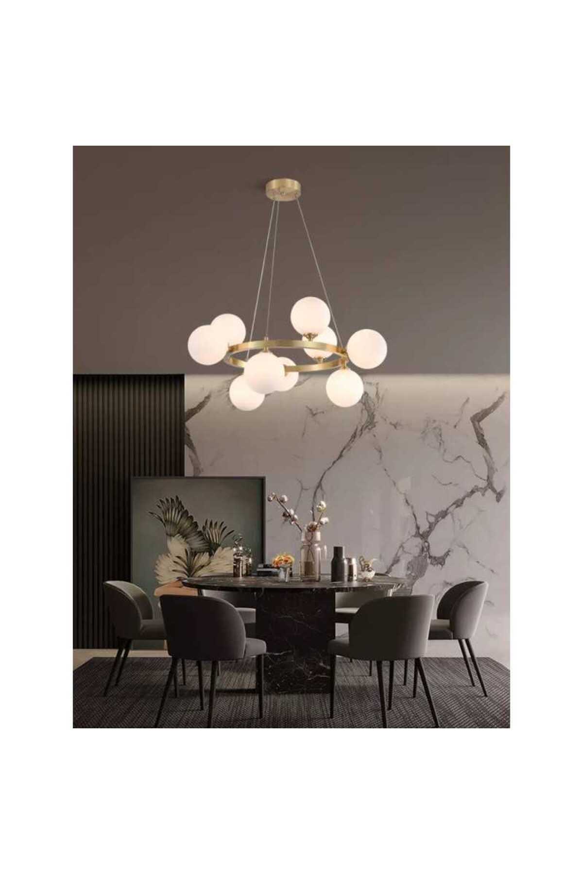Lustră suspendată modernă cu 9 socluri G9, 3 culori, Ø60 × H80 cm
