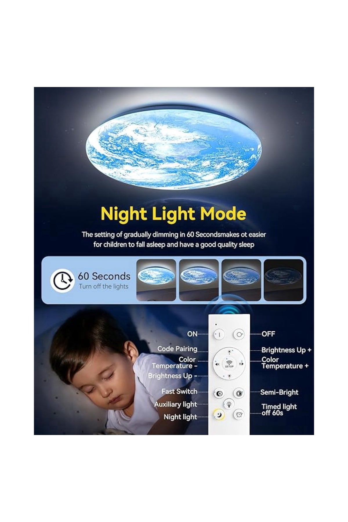 Plafonieră LED rotundă, Ø50 cm, 80 W, 8000 lm, 3 culori de lumină