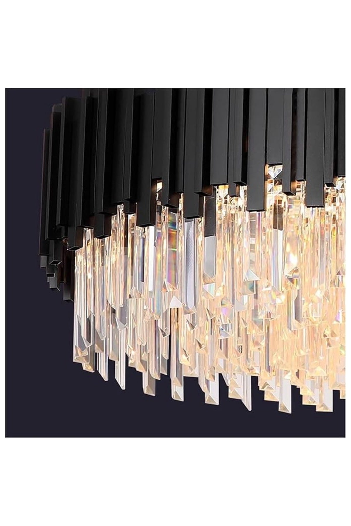 Candelabru negru din cristal cu lanț, 10 x E14, 40 W