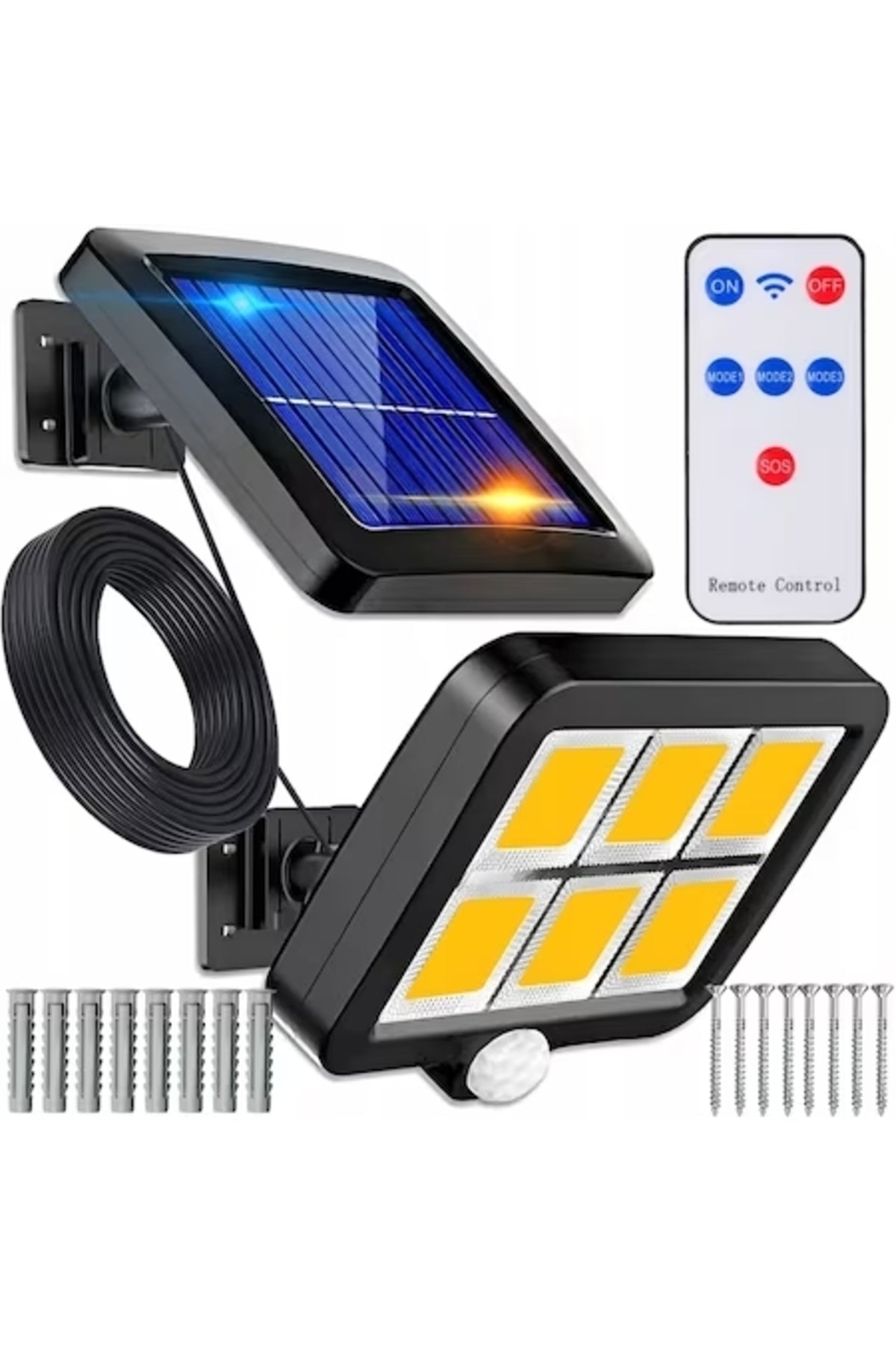 Lampă solară LED 120 COB, senzor de mișcare, telecomandă, cablu 5 m, IP65
