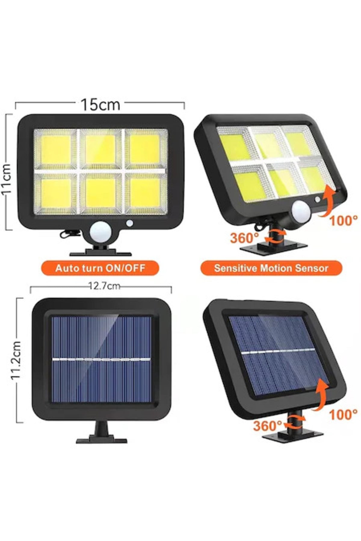 Lampă solară LED 120 COB, senzor de mișcare, telecomandă, cablu 5 m, IP65