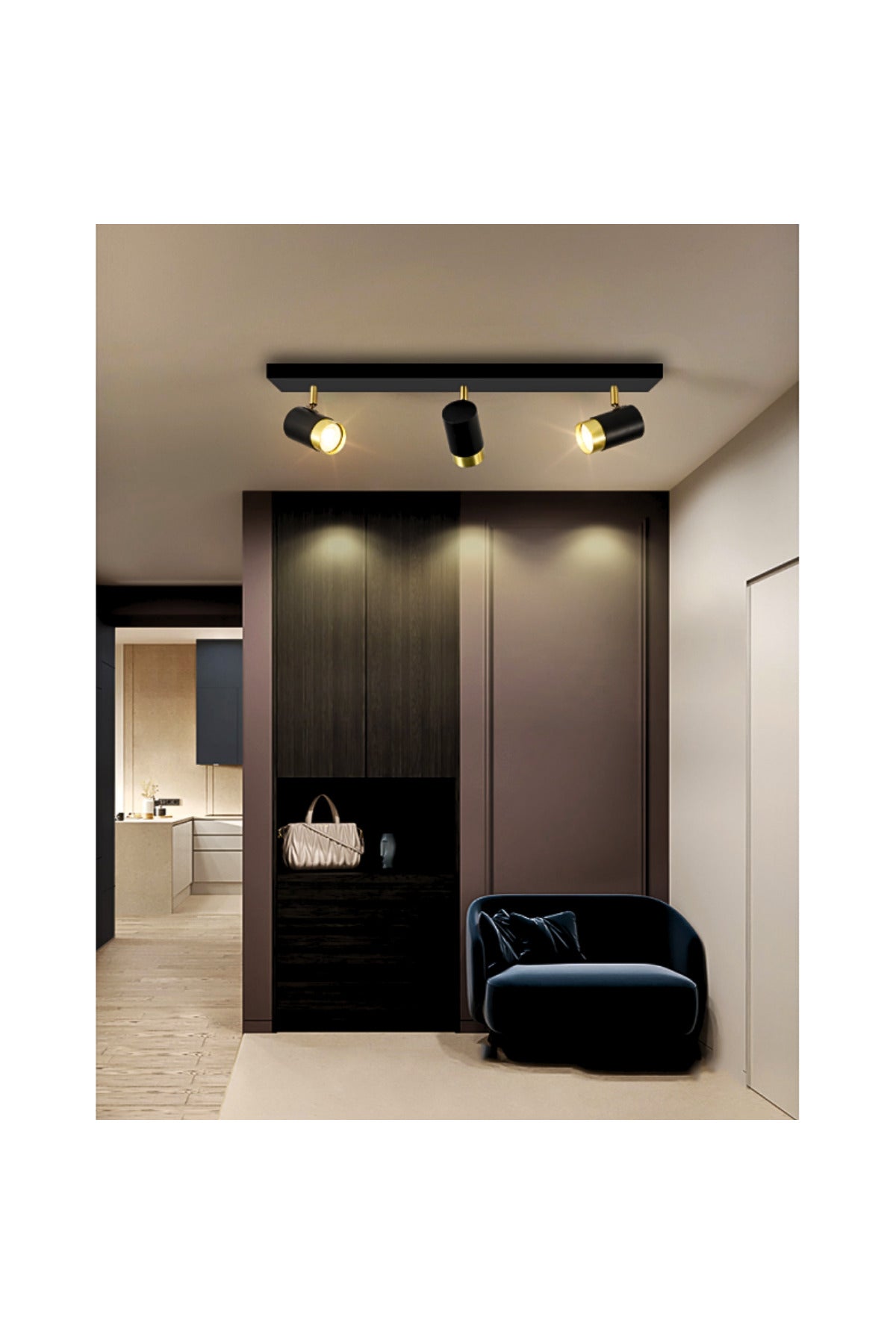 Spot LED încastrat cu 3 lumini, 16 W, 60 cm, alb