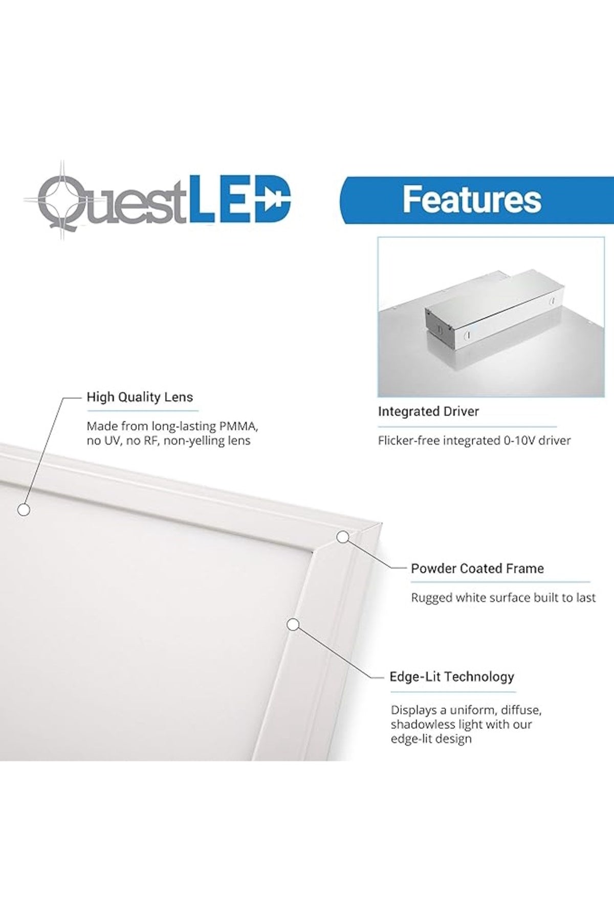 Panou LED de plafon 80 W, 10.000 lm, 3 culori, alb, 120x60x20 mm