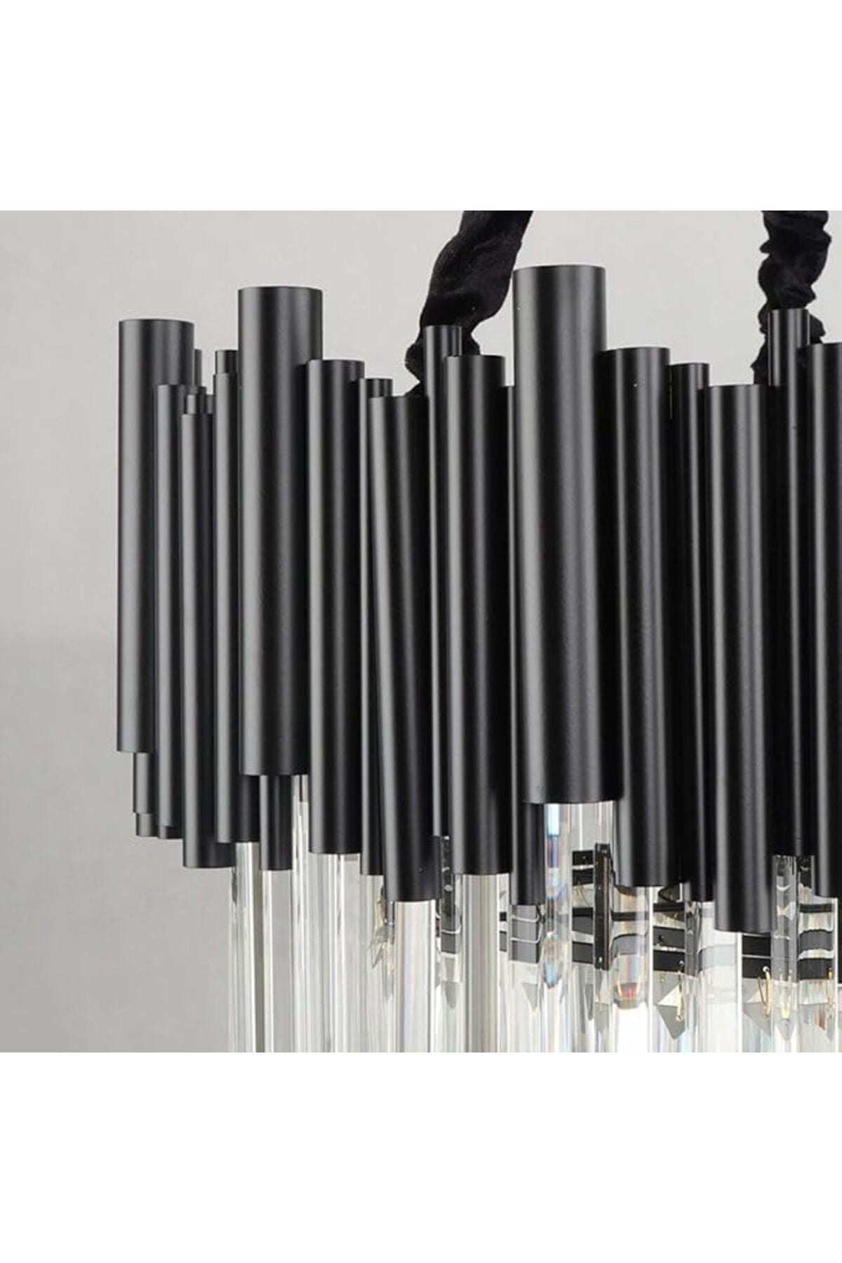 Lustră LED neagră din cristal și metal, 80 cm, 6000 lm, 3 culori de lumină