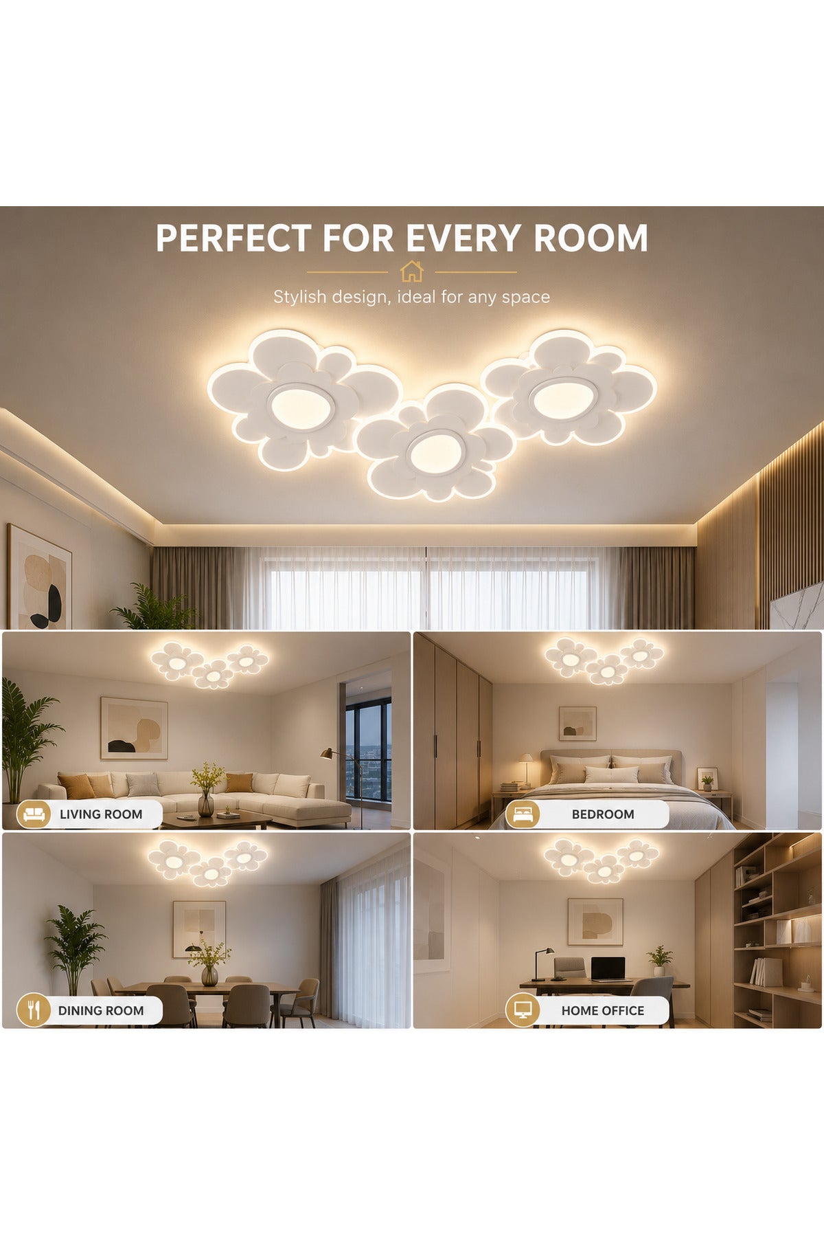 Plafonieră LED albă 73 cm, dimabilă, Wi-Fi, cu telecomandă și 3 culori