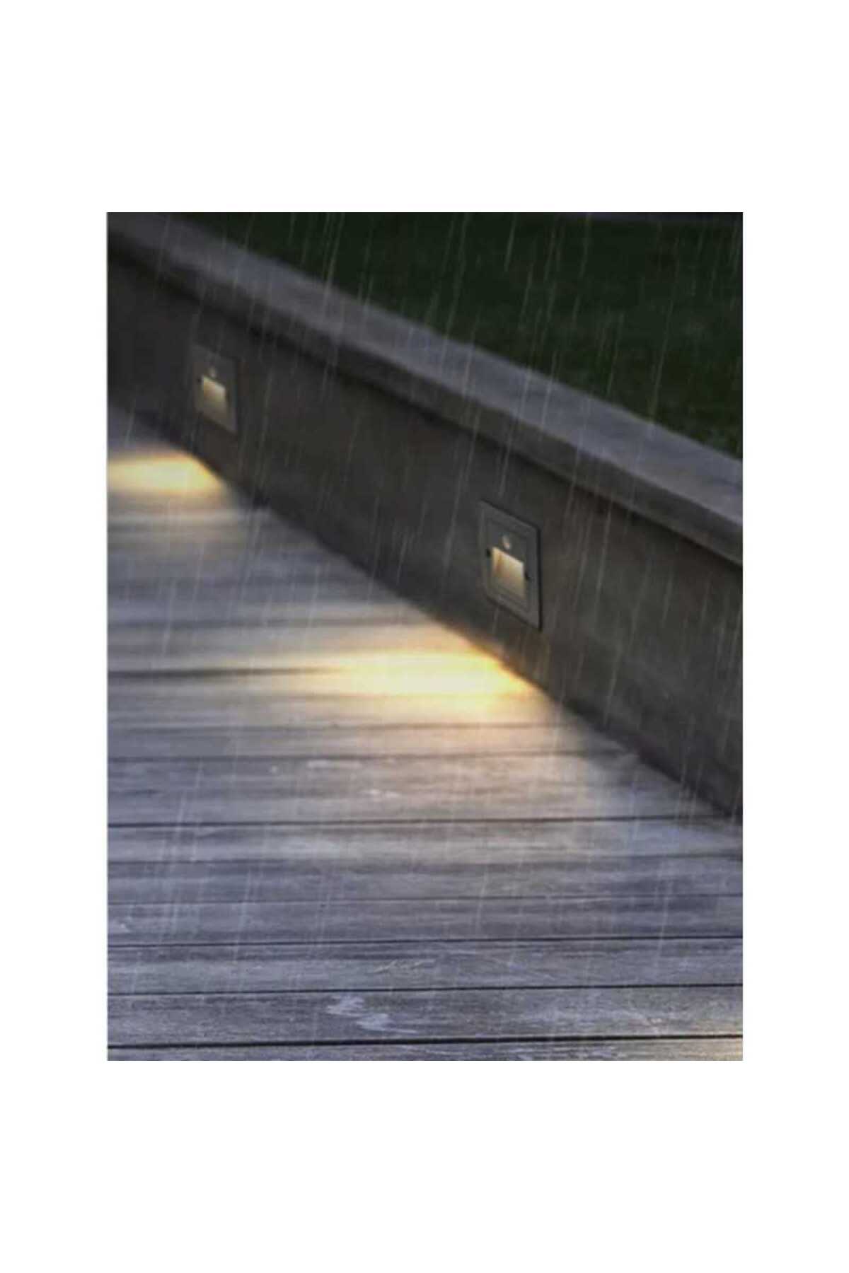 Aplică LED de exterior 2 W, IP65, cu senzor de mișcare, 3 culori, alb