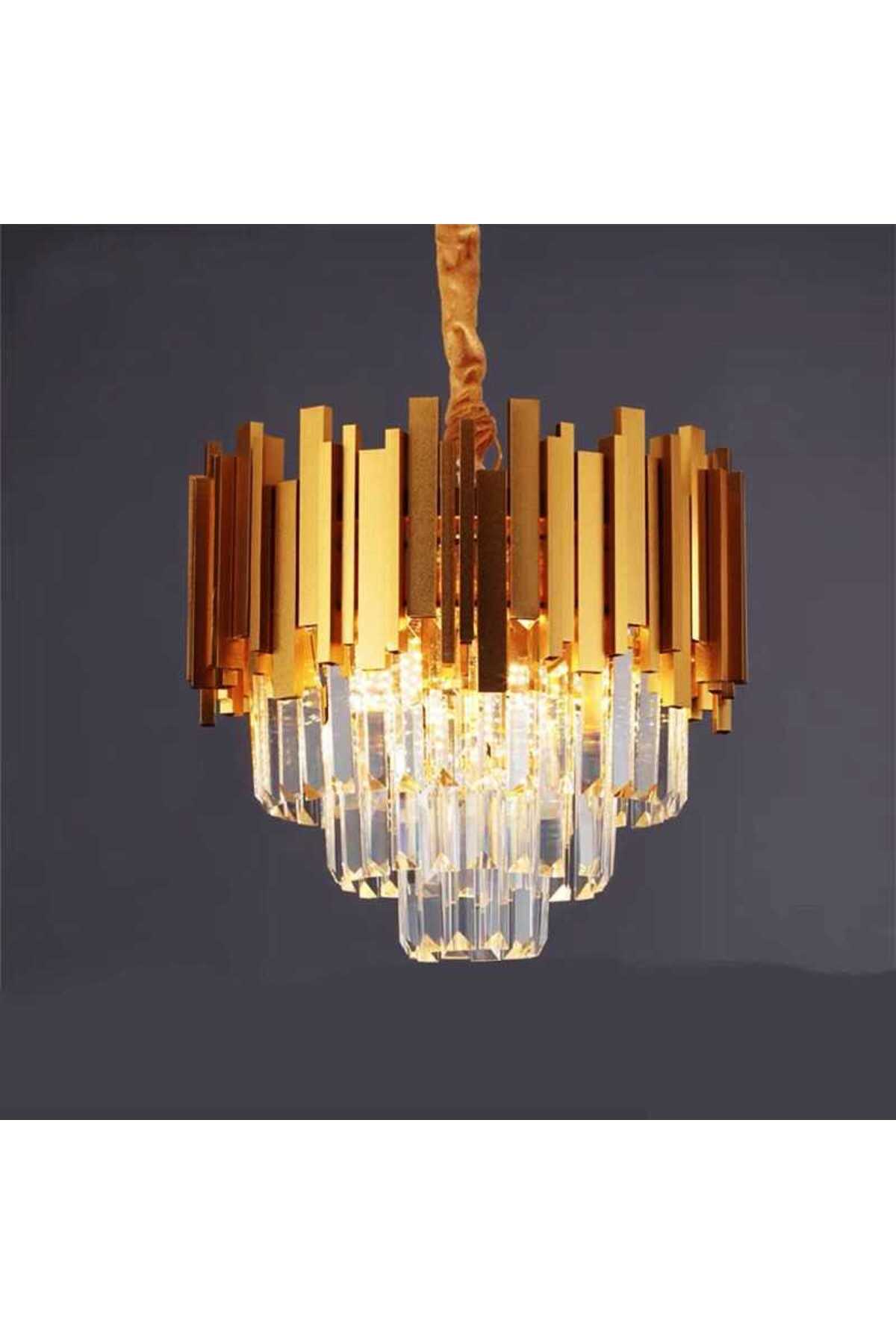 Candelabru de tavan cu 5 socluri E14, cristal și metal, 30 cm