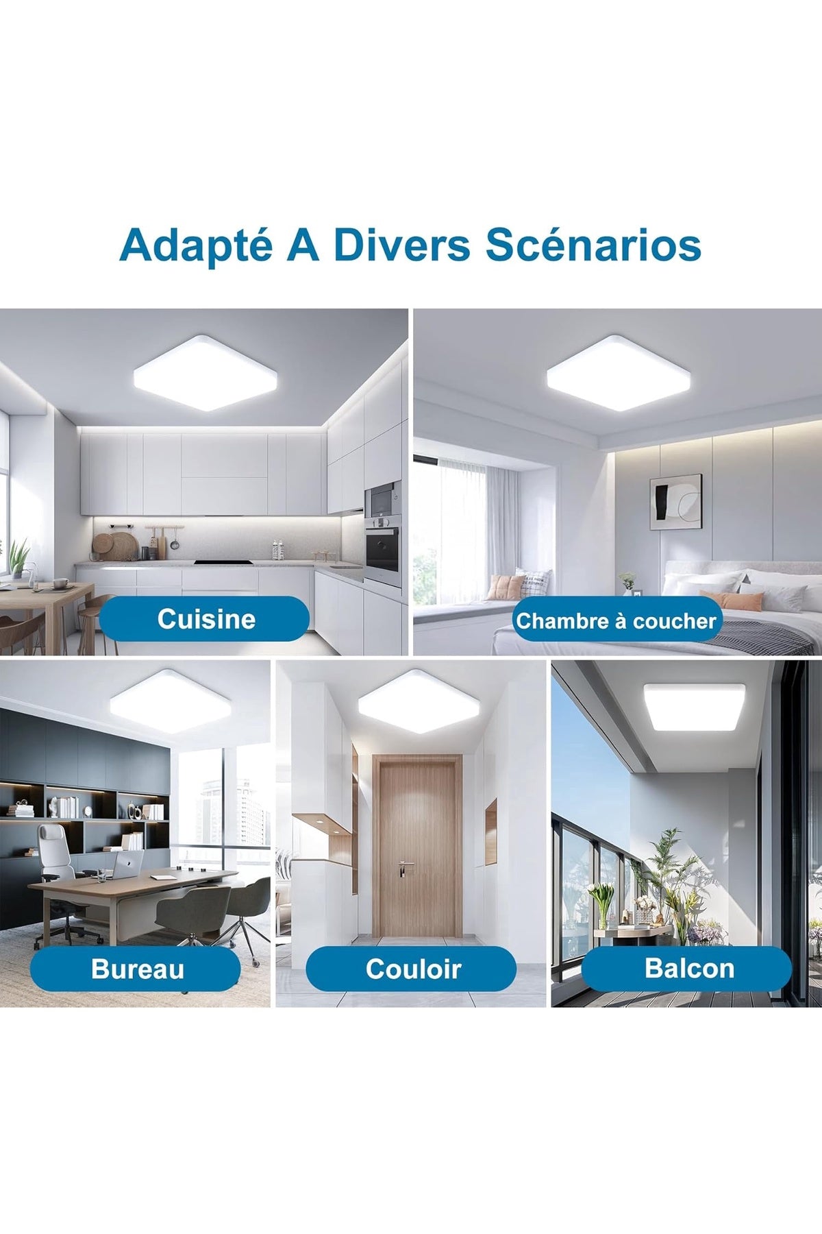 Aplică LED de perete pătrată, albă, 24 W, 2240 lm, 3 culori, IP20