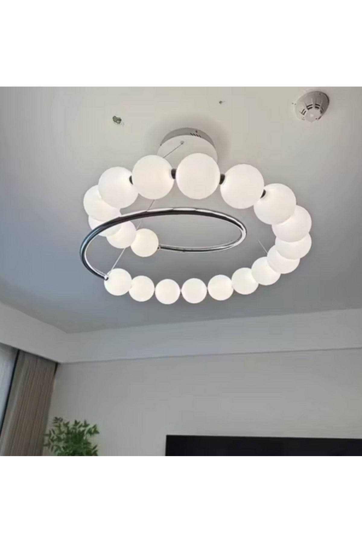 Pendul LED modern cromat, cu telecomandă
