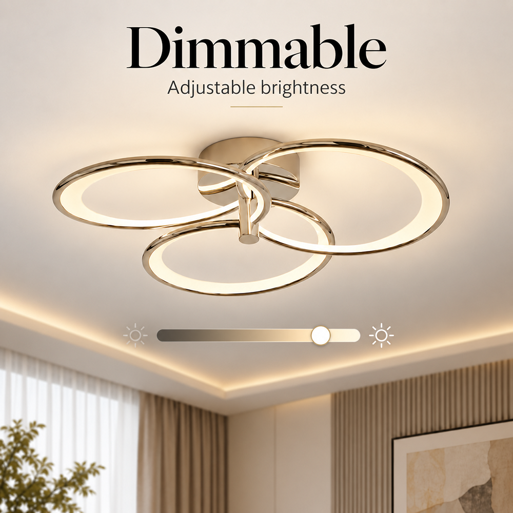 Plafonieră LED argintie, 52 cm, dimabilă, cu Wi-Fi și telecomandă