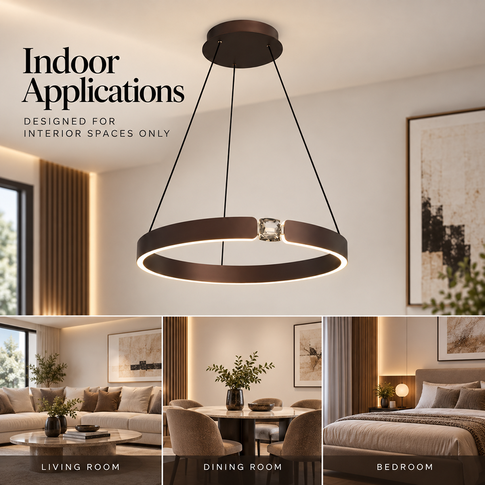 Pendul LED 44 W, 2000 lm, culoare maro cafea