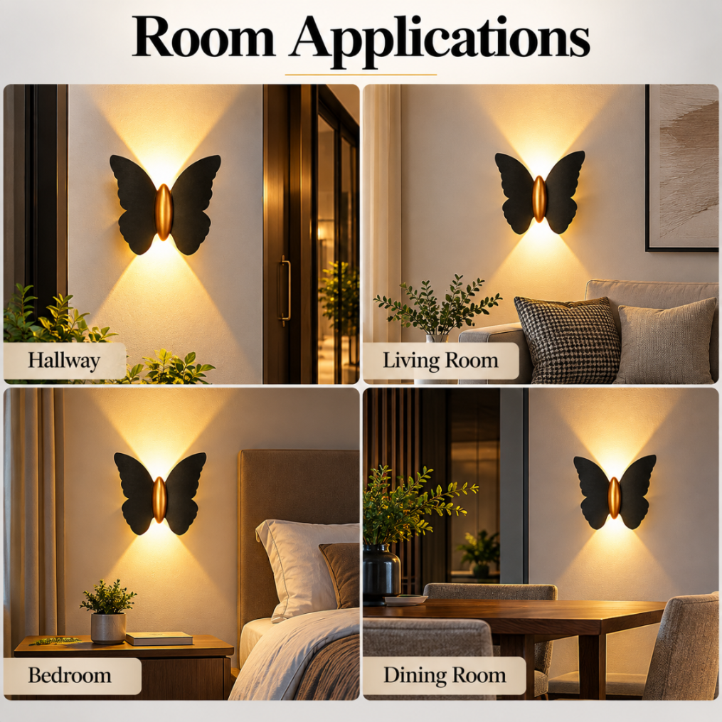 Aplica LED de exterior tip fluture, neagră, 6 W, IP65, 3 culori de lumină