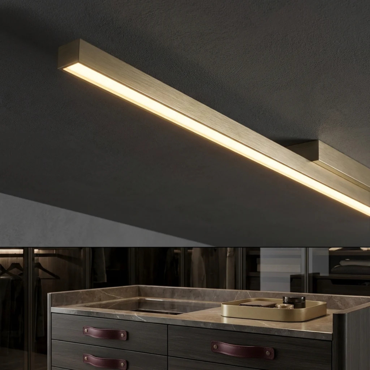 Plafonieră LED modernă aurie, 80 cm, 32 W, cu telecomandă