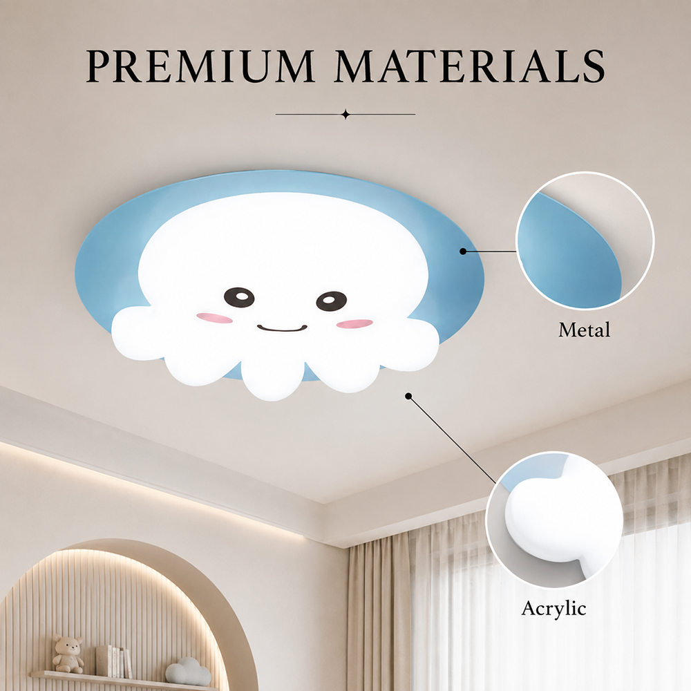 Plafonieră LED albastră, 50 cm, Wi-Fi, telecomandă, dimabilă, 3 culori