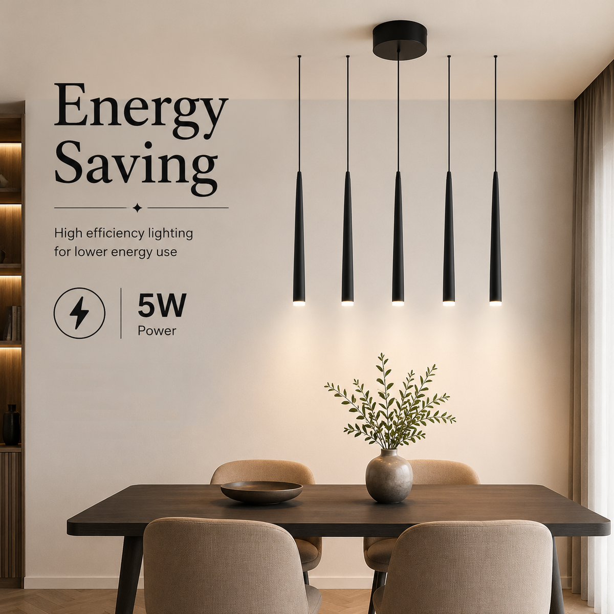Pendul LED negru, 40 cm, 5 W, 3 culori de lumină, IP20