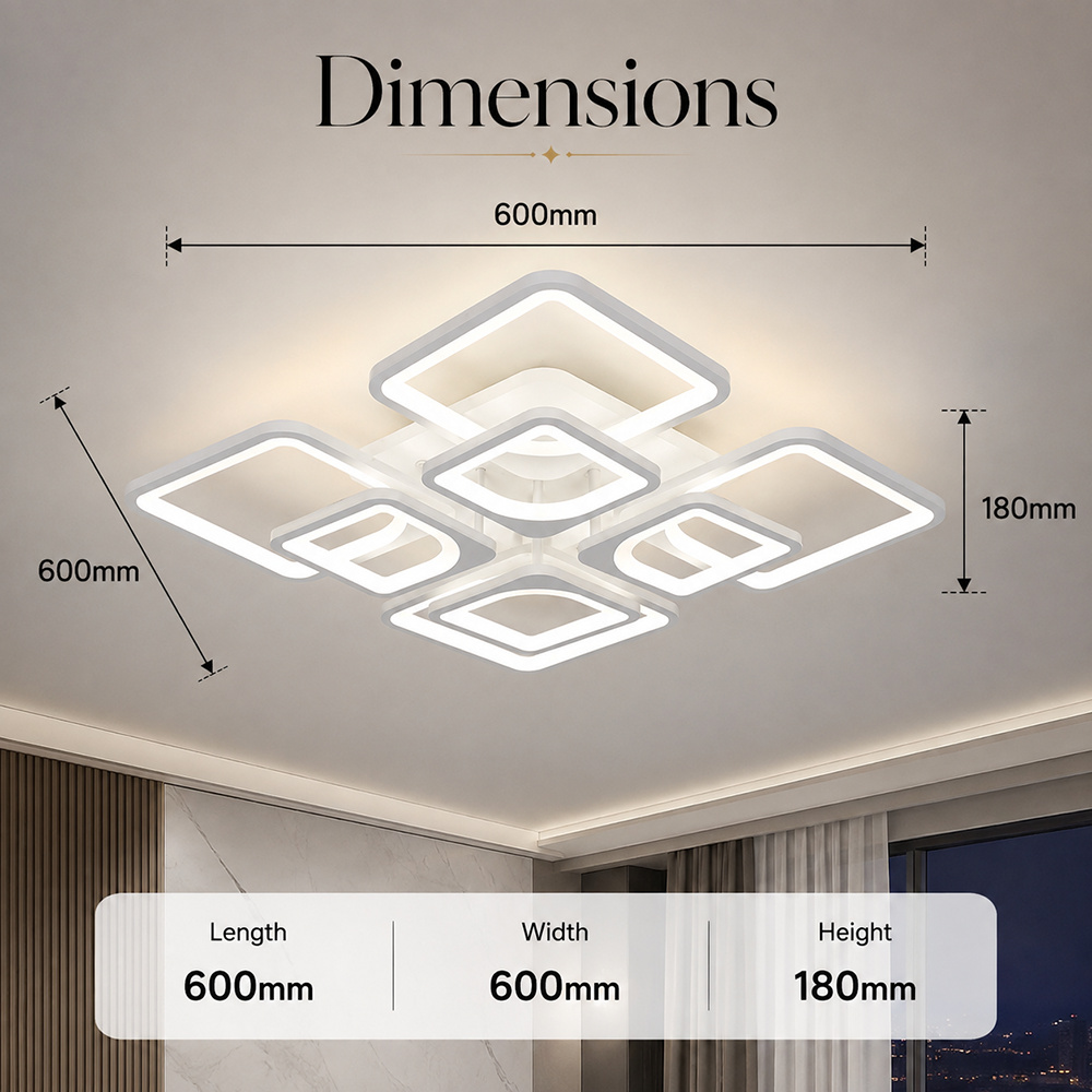 Plafonieră LED RGB dimabilă, 8 surse, Wi-Fi și telecomandă, 220 W